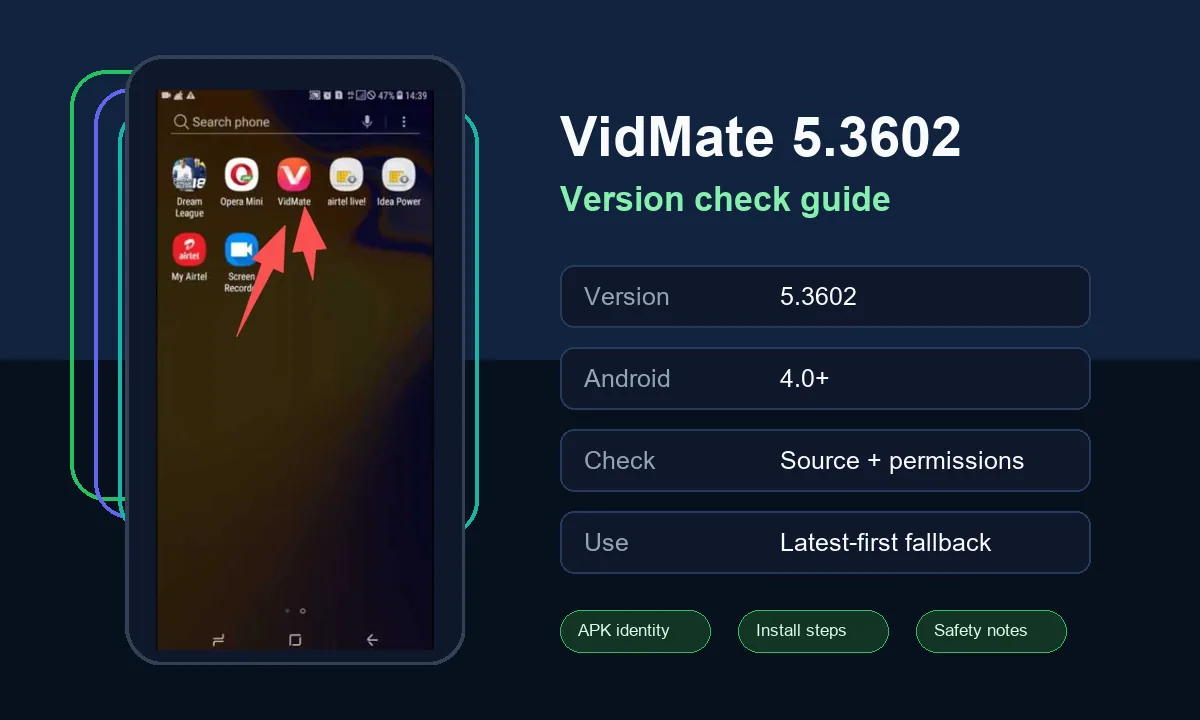 VidMate 5.3602 APK version check guide with Android compatibility and safety notes