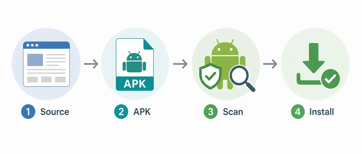 VidMate APK source, file, scan, and install decision flow